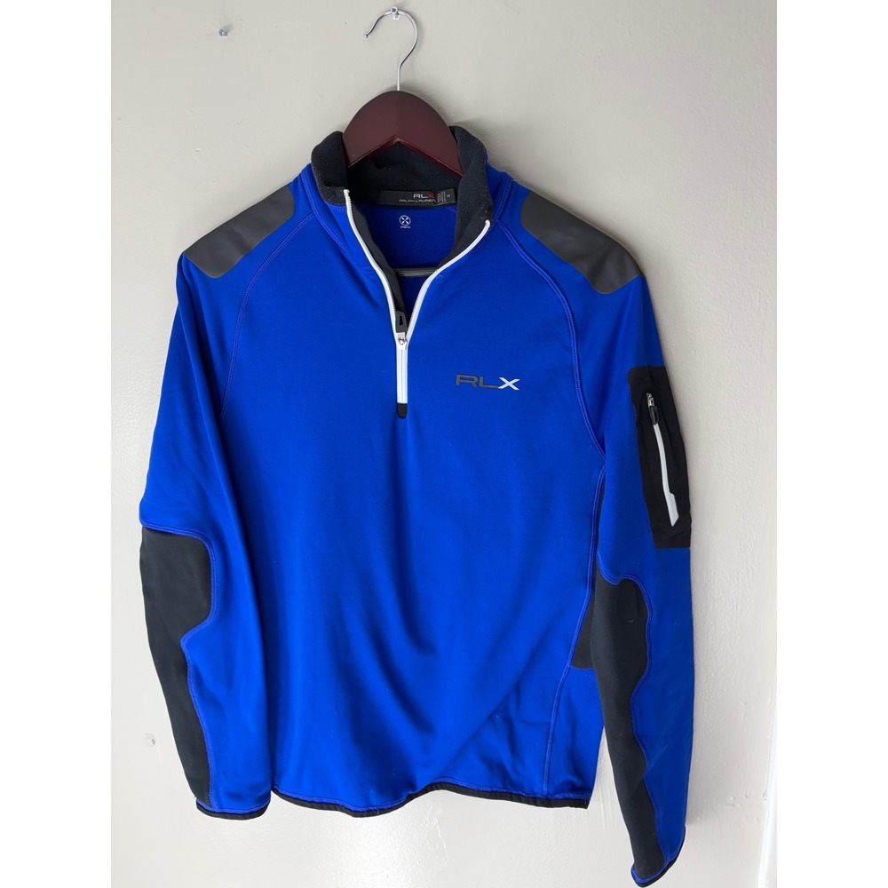 RLX Ralph Lauren Mens Blue Quarter Zip Pullover Performance Jacket Size M